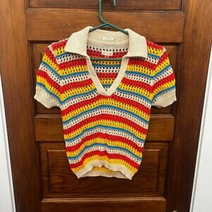 MOTHER Colorful Striped Knit Blouse